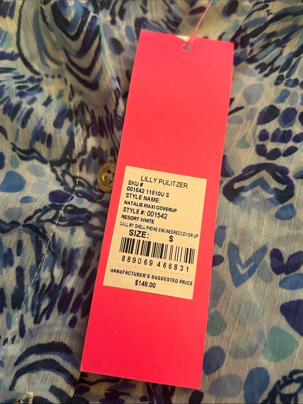 NWT $148 Lilly Pulitzer Natalie Maxi Cover-Up in Call My Shell Phone, Size Small - Picture 9 of 11
